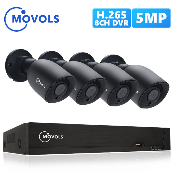 Movols 5MP AI Video Surveillance System 8CH H.265+ DVR 4PCS 2592*1944 HD Security Camera Kit Indoor/ Outdoor IR-cut CCTV System