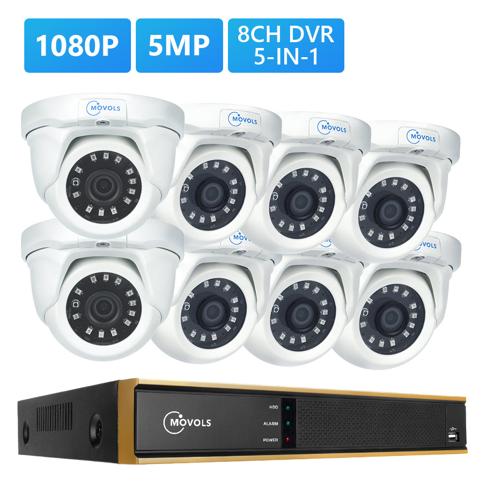 2.0 MP (1080P)/5.0 MP White Dome Camera Hybrid XVR Camera System with 4/8 pcs Camera