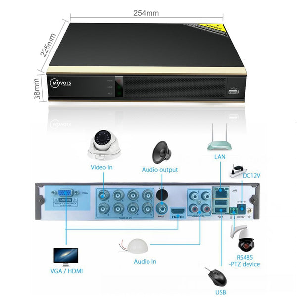 1080P AI 8CH Hybrid H.265 5-in-1 XVR Surveillance System
