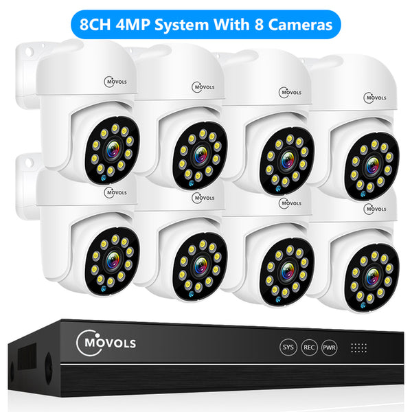 Movols 4K XMEYE POE Surveillance System 8MP 4MP Two Way Audio PTZ CCTV POE AI Security Camera 8CH P2P NVR Video Surveillance Kit