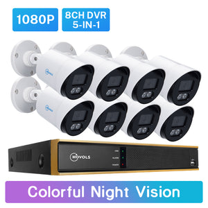 2MP(1080P) white Camera Colorful Night Vision 8CH DVR Camera System with 4/8 pcs Camera