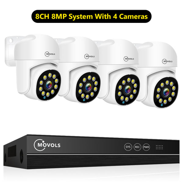 Movols 4K XMEYE POE Surveillance System 8MP 4MP Two Way Audio PTZ CCTV POE AI Security Camera 8CH P2P NVR Video Surveillance Kit
