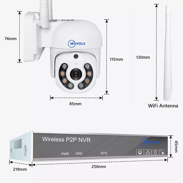 Movols H.265 3MP HD Wireless CCTV System Two Way Audio Waterproof PTZ WIFI IP Security Camera 8CH P2P NVR Video Surveillance Kit